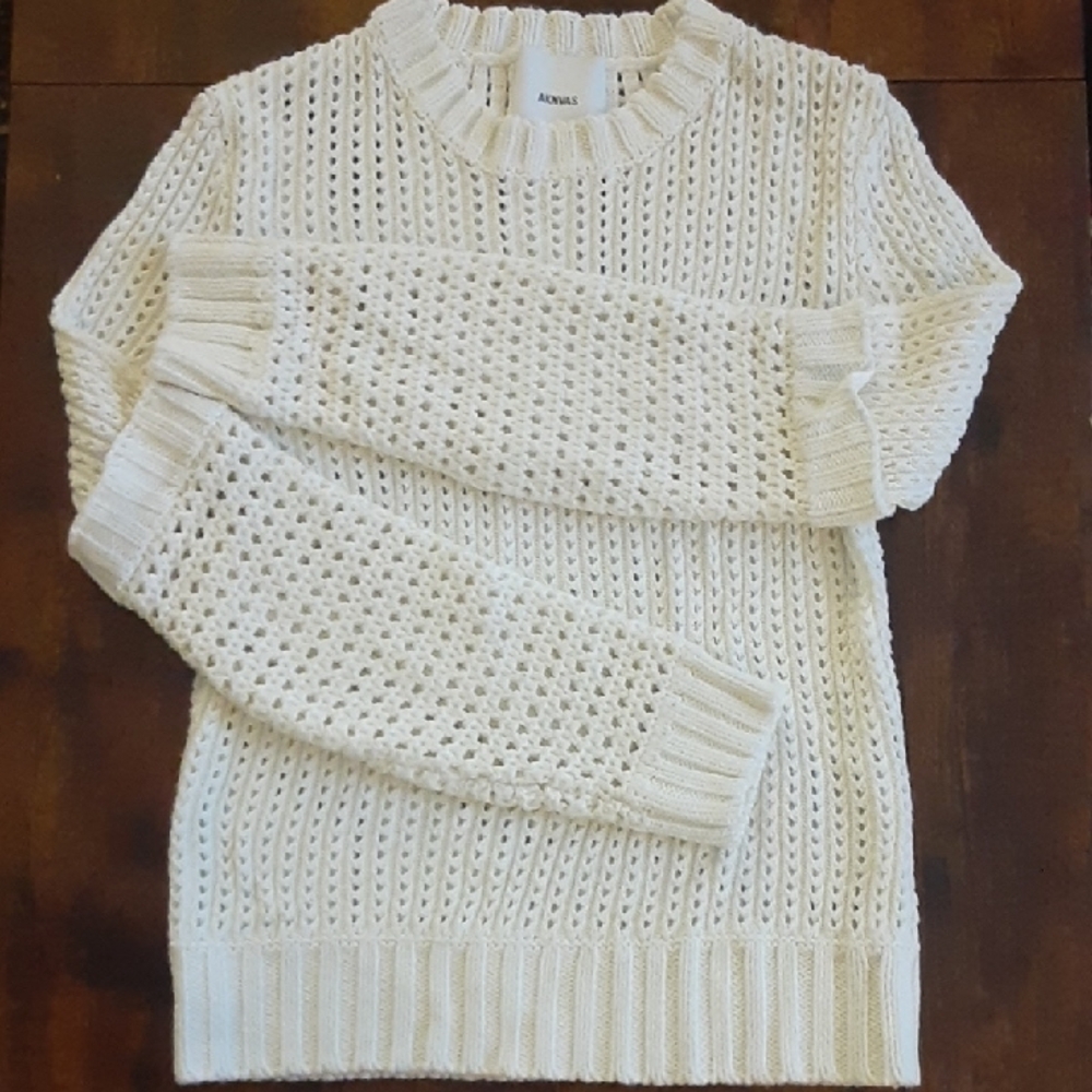 Women's Cream Open-Knit Sweater brand AKNVAS - Picture 8 of 11